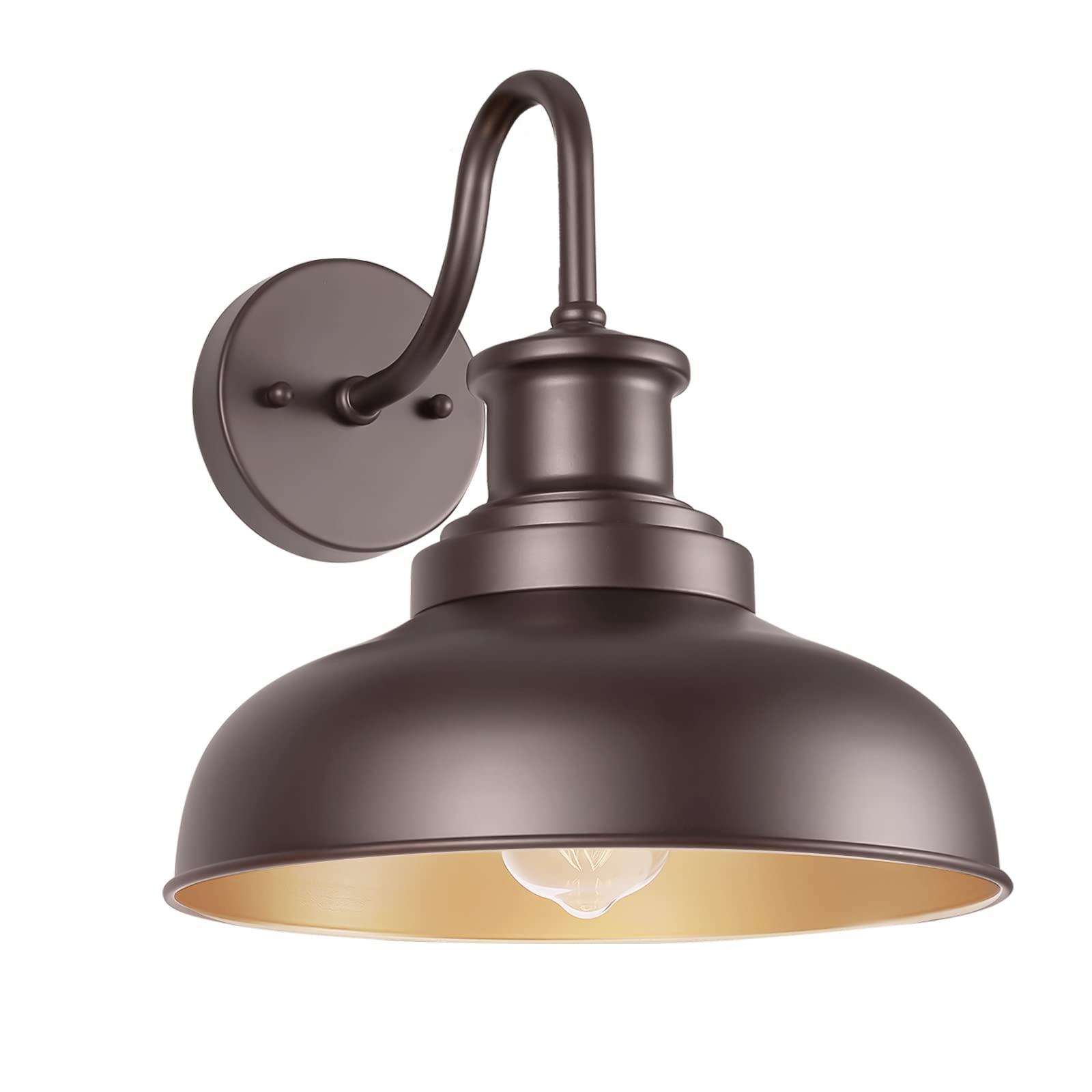 Diyel Outdoor Gooseneck Barn Light Outdoor Wall Sconce Farmhouse Exterior Wall Mount Light Vintage Wall Lighting Fixture Industrial Black Wall Lantern For Porch, Entryway, Garage, 1 Pack, Rz007 Orb