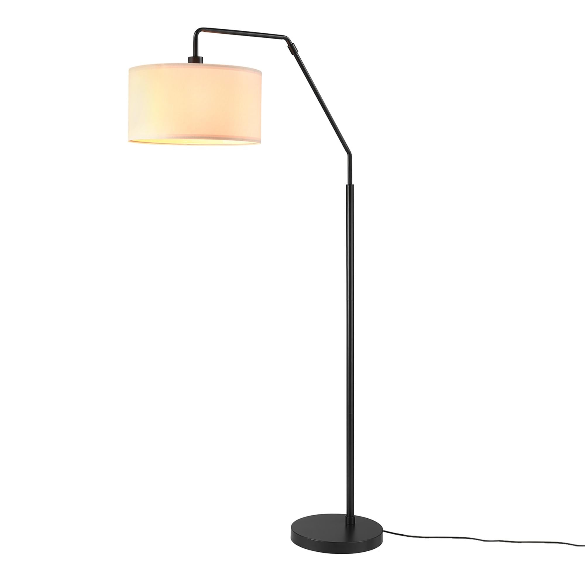 Globe Electric 61000172 65 Floor Lamp, Matte Black, White Fabric Shade, On/Off Rotary Switch on Socket, 5-Foot Black Cord, 1-Lig