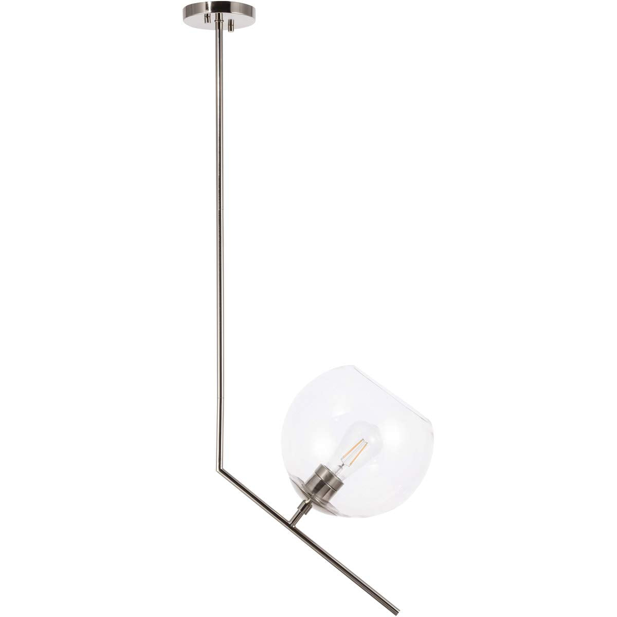 Living District Indoor Modern Home Decorative Bright Ceiling Ryland 1 Light Chrome and Clear Glass Pendant