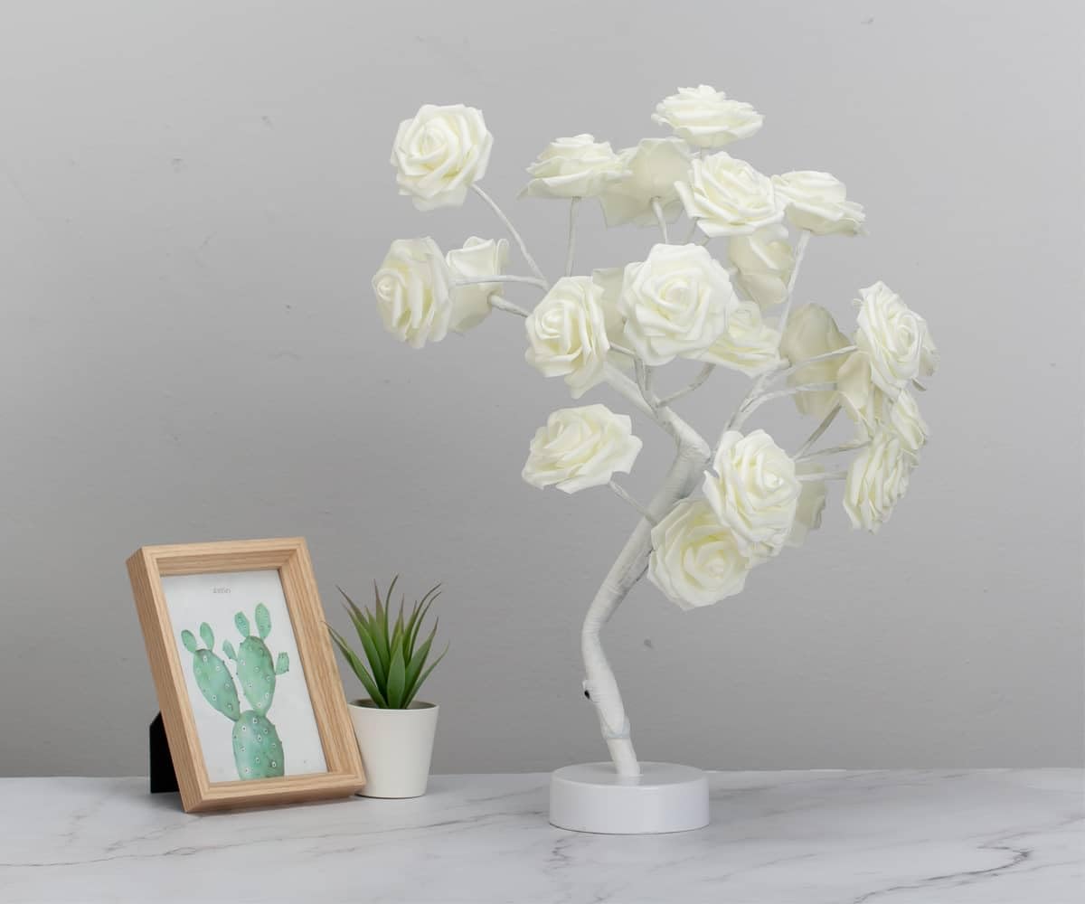 Colorlife Rose Lamp White Room Decoration White Flower Night Light Gift For Girlfriend Mom Daughter Aunt Gift For Her Birthday H