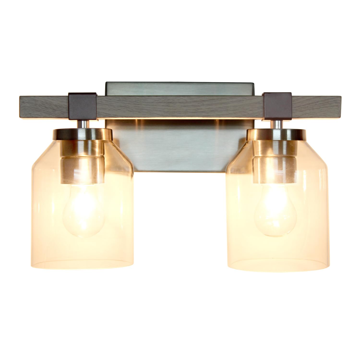 All The Rages Barnlit 2-Light Metal & Glass Vanity Fixture In Brushed Nickel