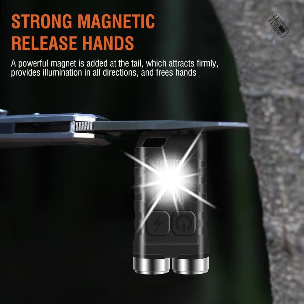 BORUIT V3 EDC Flashlight - 900LM Rechargeable Mini LED Keychain, IP65 Waterproof, Black