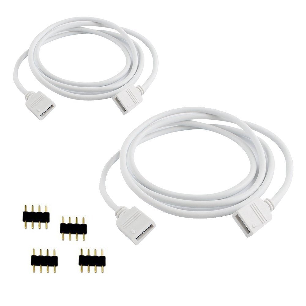 RGBZONE LED RGB Extension Cable Wire, 1.5M/4.92Ft, 4PIN for 5050 3528 2835 RGB Strip Light, White, Model 047