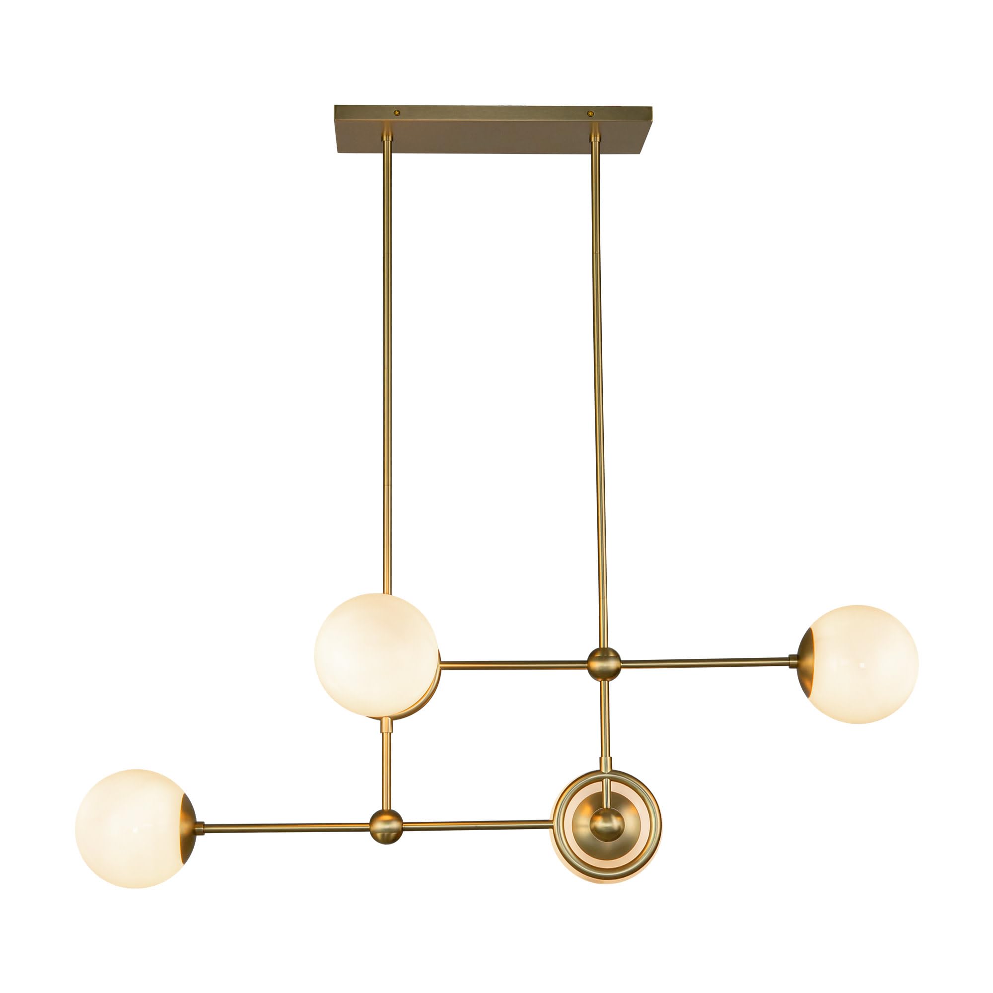 Alora Mood Fiore 42 Chandelier | Brushed Gold Finish | Glossy Opal Glass | Vintage Inspired Ceiling Light | Made of Steel and Gl