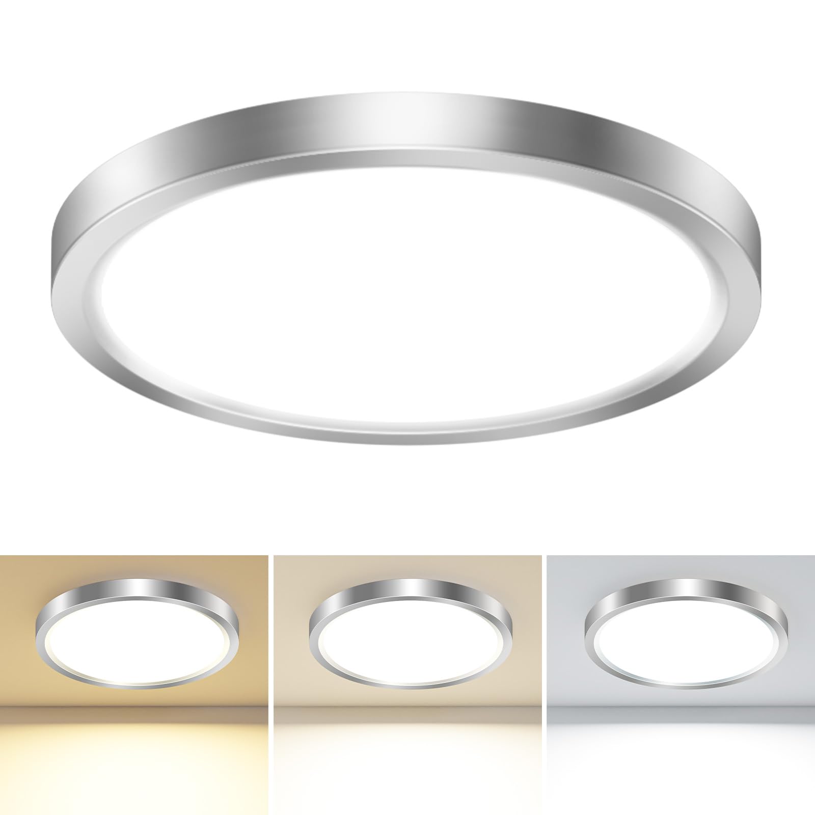hepside 1PACK LED Flush Mount Ceiling Light Fixture Black  9Inch 24Watt  3000k/4500k/6000K Ceiling Light  Ultra Slim Flush Mount LED Ceiling Lamp for Bedroom  Living Room  Kitchen  Hallway