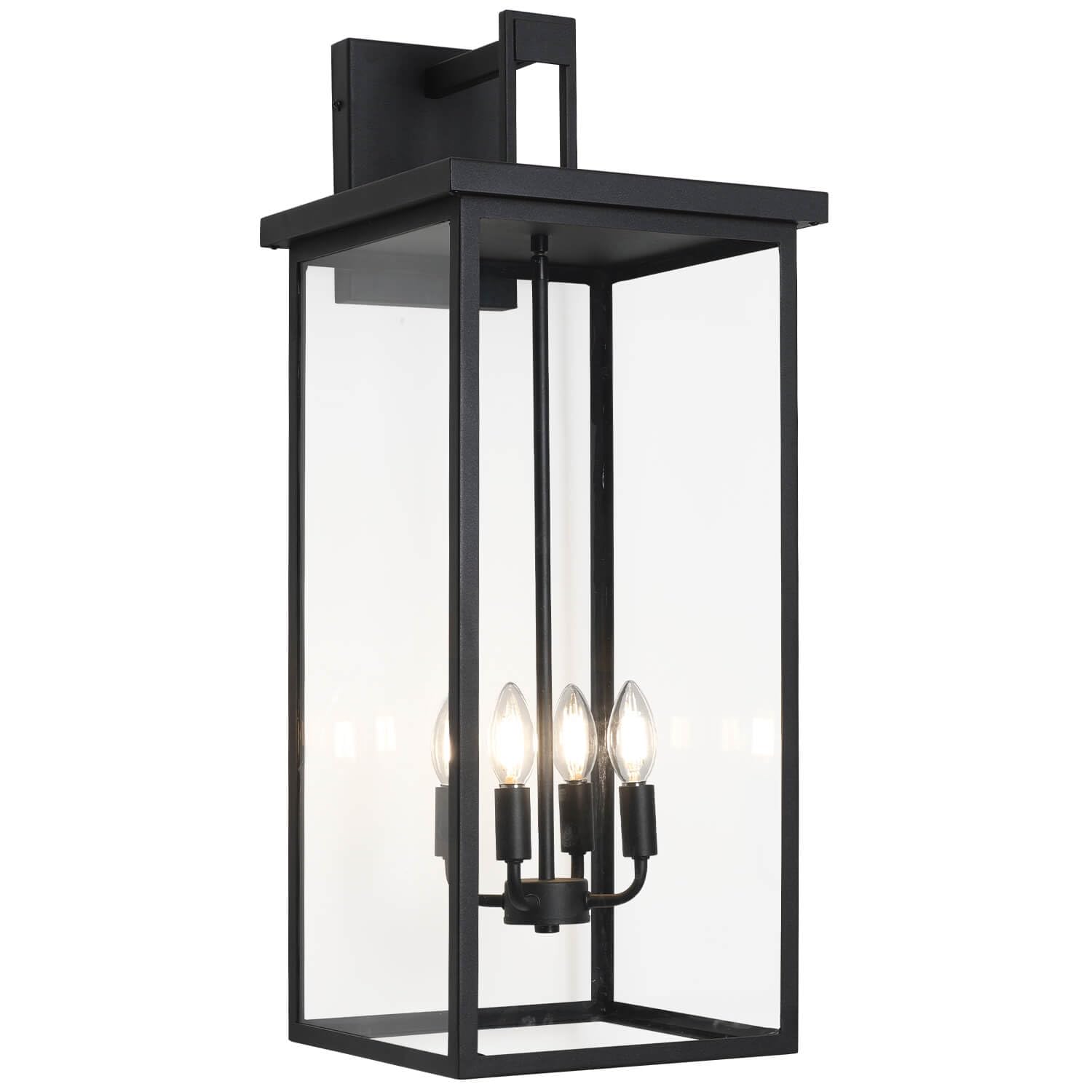 tewei 30In Large Size Square Outdoor Wall Lantern, Modern Black Outdoor Light for House Waterproof Porch Lights Outdoor Wall Sco