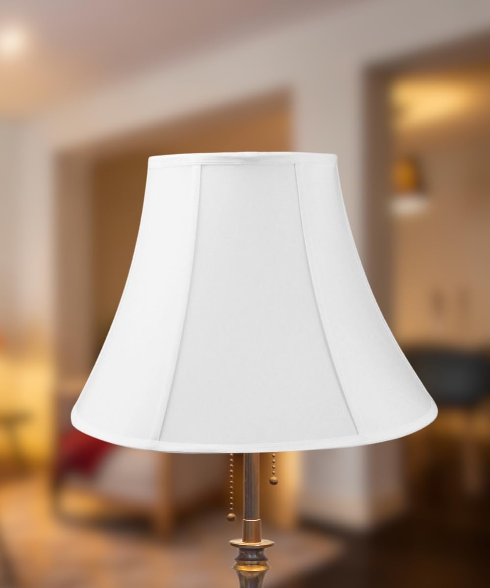 HomeConcept White Shantung Bell Lampshade, 6in Top, 12in Bottom, 9in Slant Height, Medium, Ideal for Table and Desk Lamps