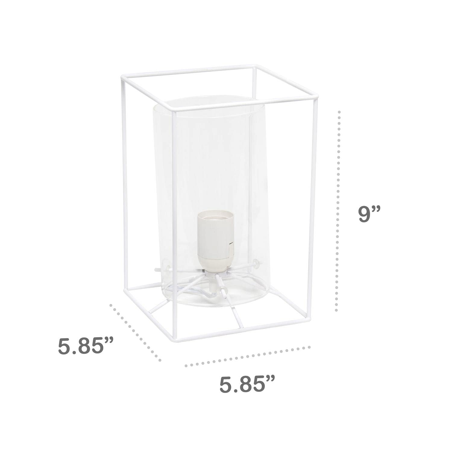Lalia Home Contemporary White Framed Table Lamp With Clear Cylinder Glass Shade - Small