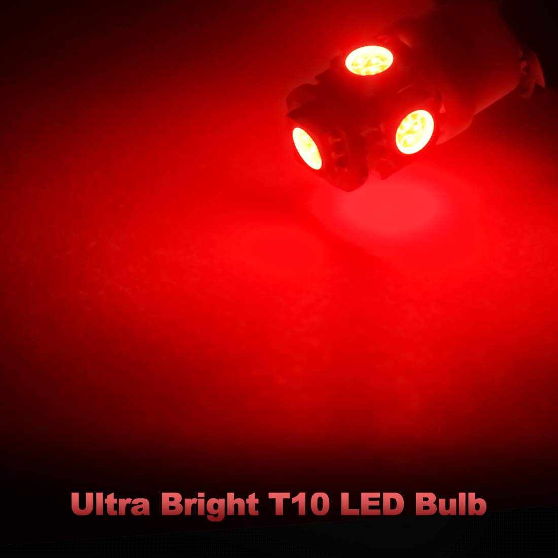 Yorkim T10 LED Bulbs Red Super Bright 168 LED Bulbs Pack of 10 for Car Interior Dome License Plate Map Door Lights AYJ1002617*10