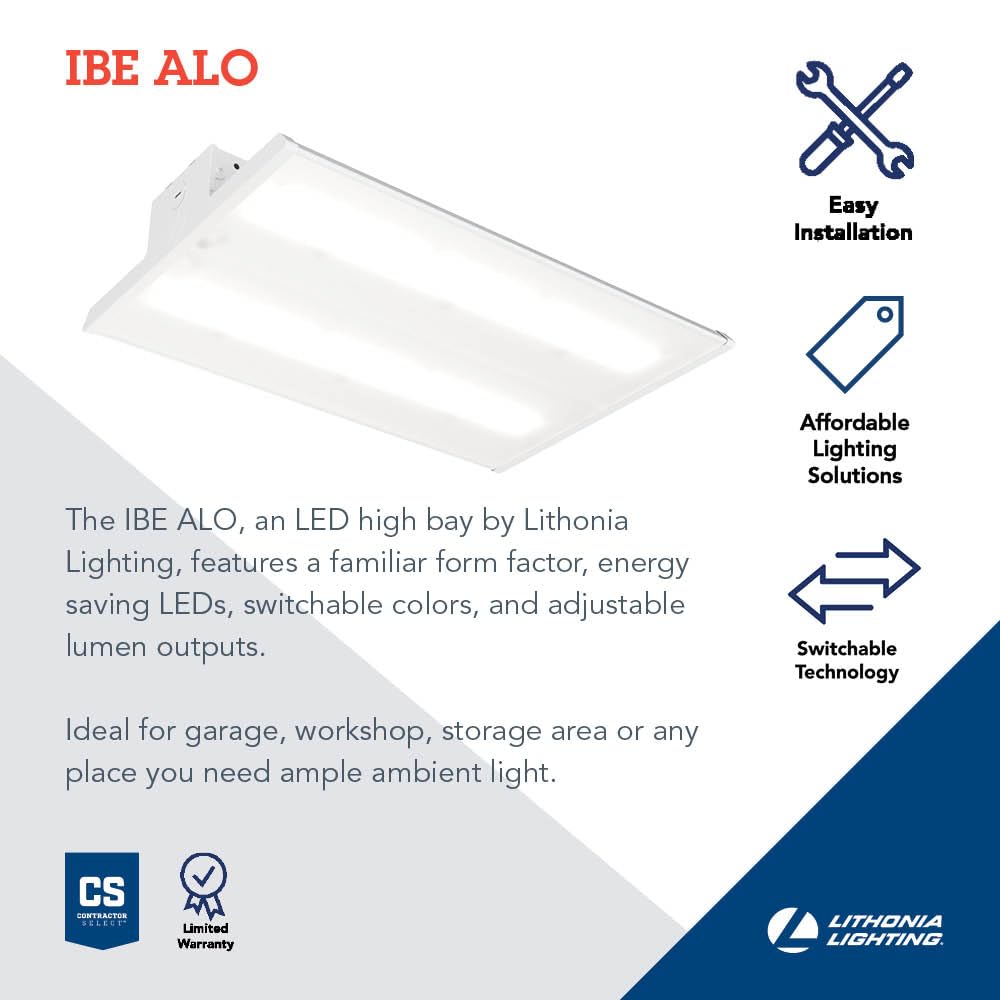 Lithonia Lighting I-Beam Led High Bay Light, Ceiling Lighting Fixture, Adjustable 12000/16000 Lumens, Selectable 4000K/5000K, Di