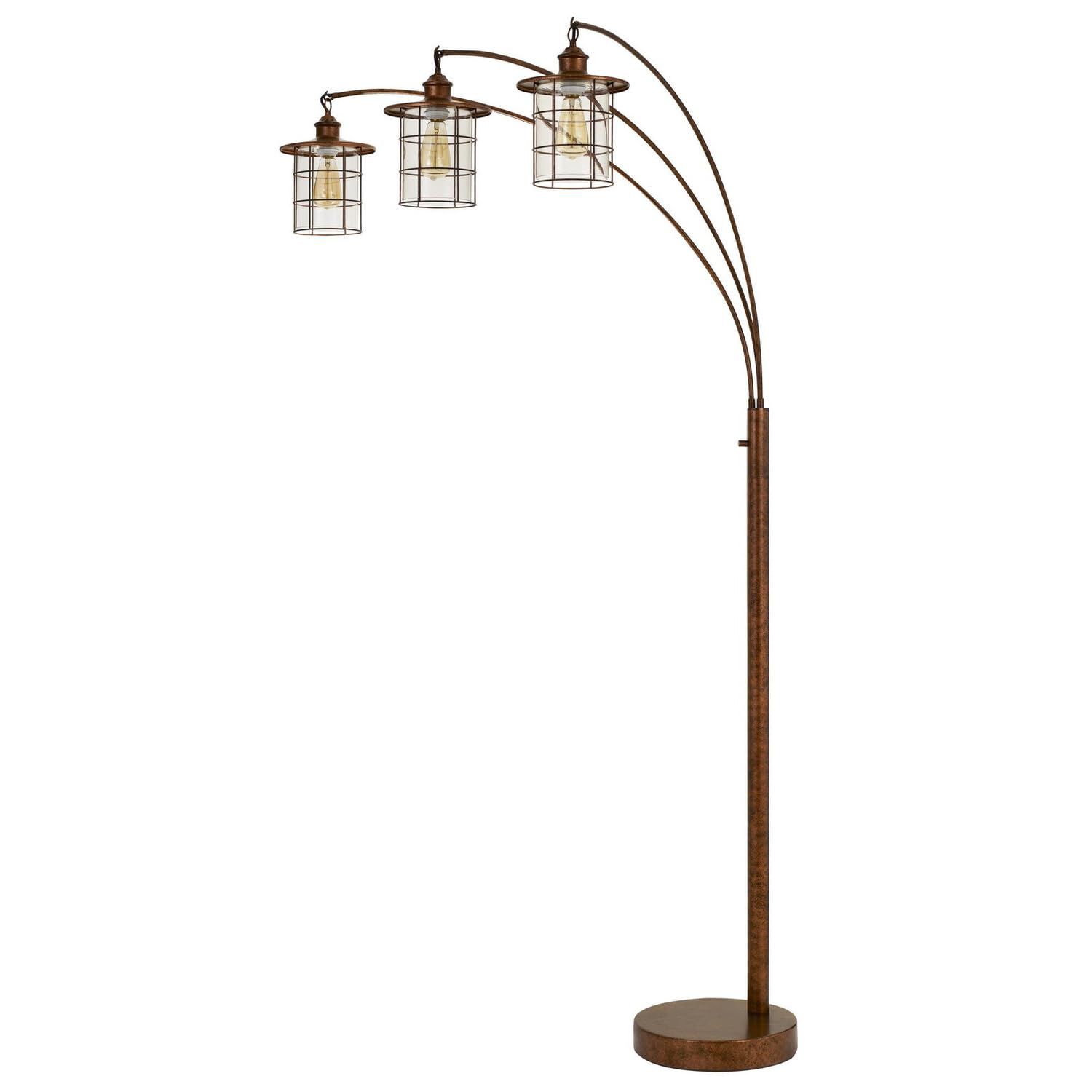 Cal Lighting BO-2668-3L-RU Transitional Three Light Arc Floor Lamp from Silverton Collection in Bronze / Dark Finish, 45.00 inches, Rust