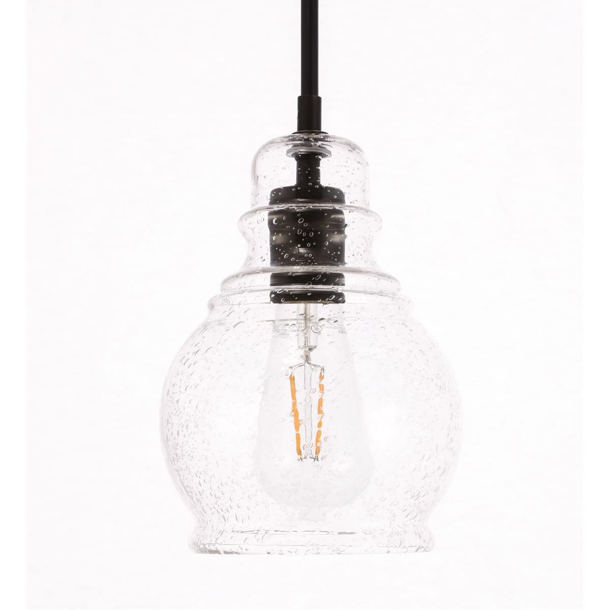 Living District Pierce 1-Light Mid-Century Metal Pendant In Black And Clear