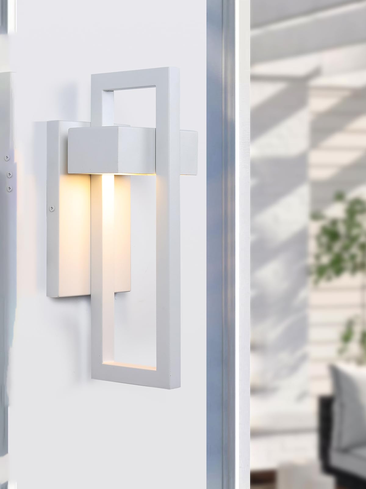 Lamqee Modern Outdoor Wall Light, 3000K Led Sconce, Matte White, 1 Pack For Porch/Garage