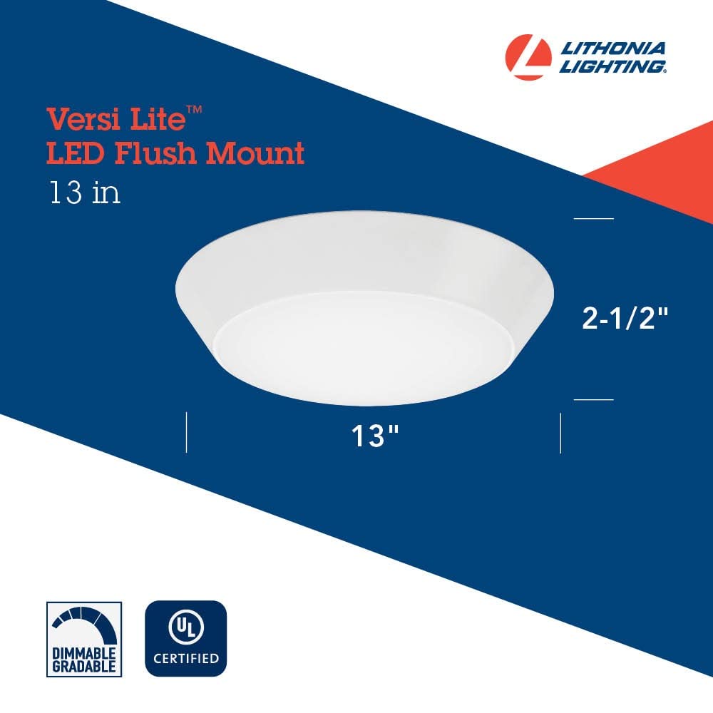 Lithonia Lighting Fmml 13 840 Fmml 13-Inch Round 120 Volts Versi Lite Led Flush Mount,0-10 Volt Dimming, White