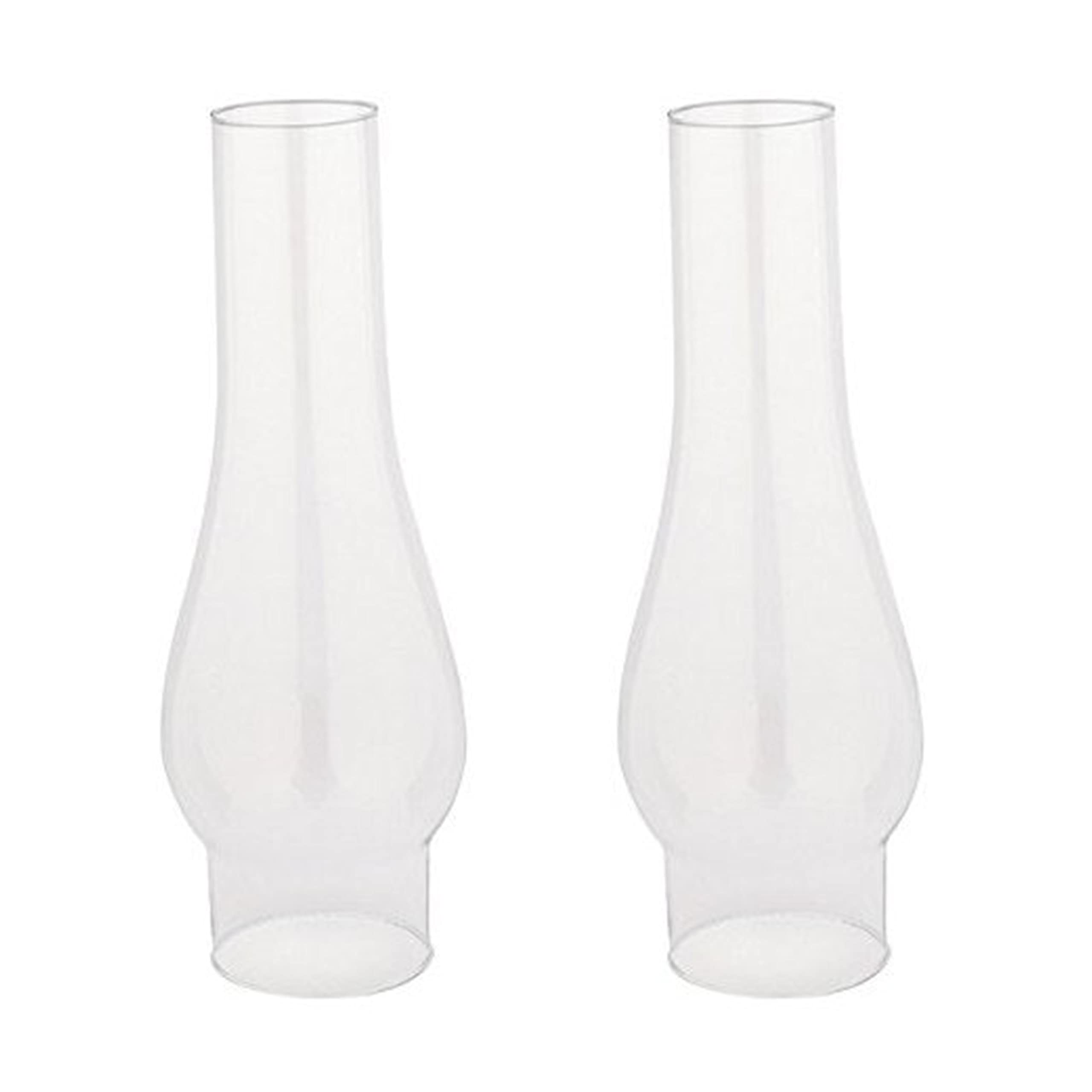 OHLECTRIC Glass Lamp Chimney - Hand Blown Replacement for Vintage Oil Lamps - 10in High, 3in Fitter, Transparent, Pack of 2