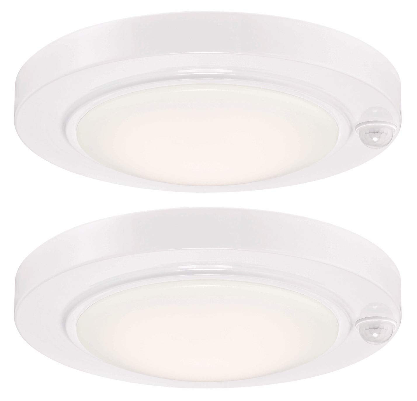 Gruenlich Led Motion Sensor Flush Mount Ceiling Lighting Fixture, 8.7 Inch 11.5W 890 Lumen, Metal Housing, Etl Rated, 2-Pack, Wh