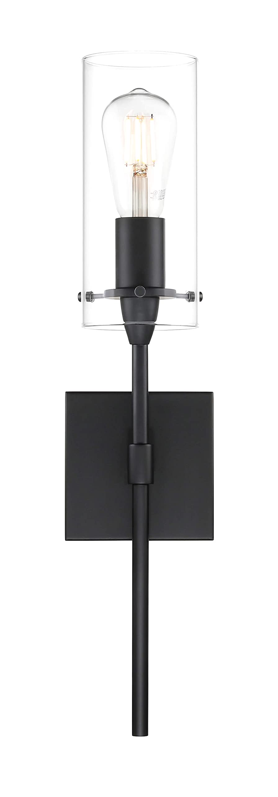 XiNBEi Lighting Black Wall Sconces - Modern Industrial 1 Light - 2 Pack Matte Black Iron - XB-W1301-2MB - Ideal for Bathroom & Hallway