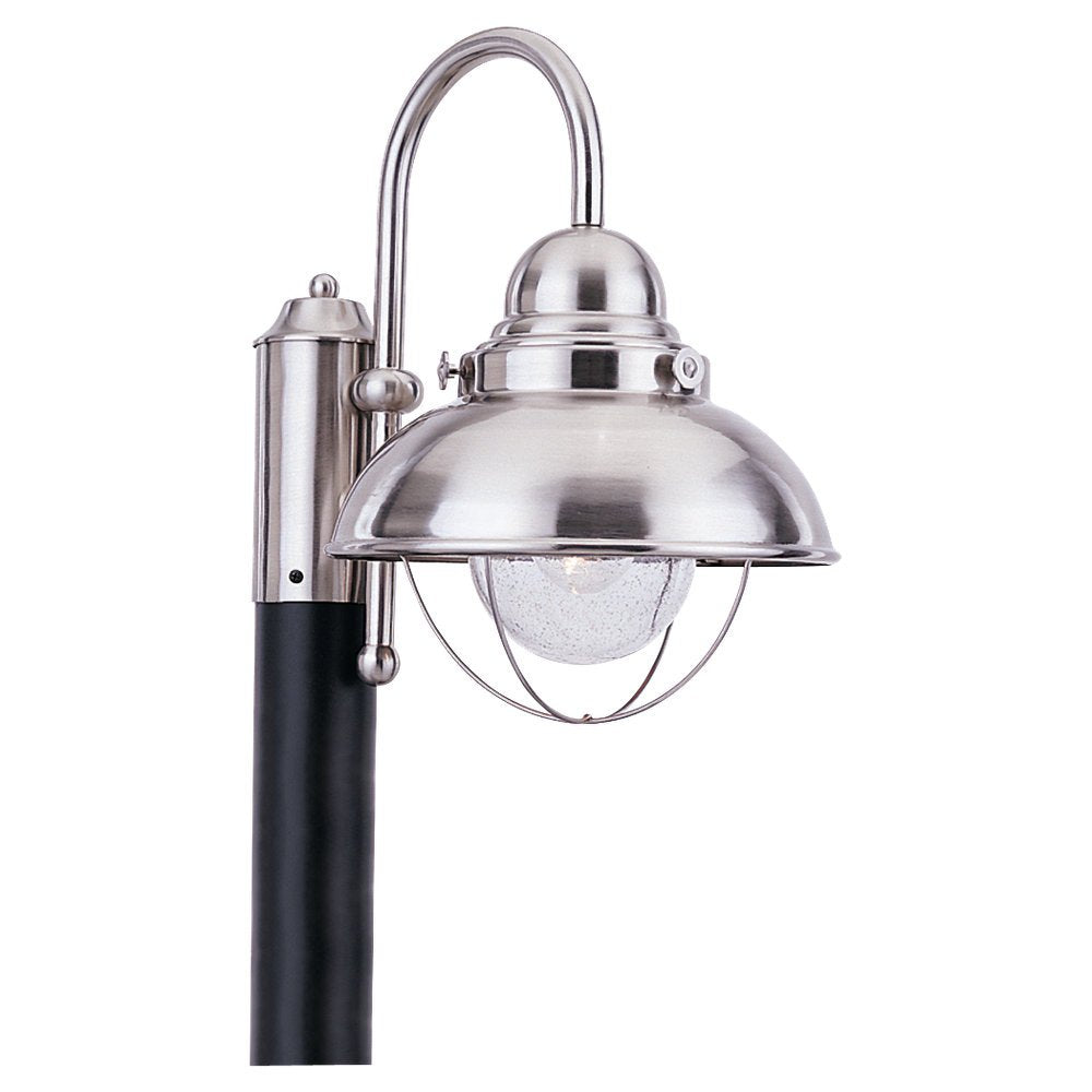 Generation Lighting 8269-98 Sebring Transitional One-Light Outdoor Post Lantern Outside Fixture, Brushed Stainless
