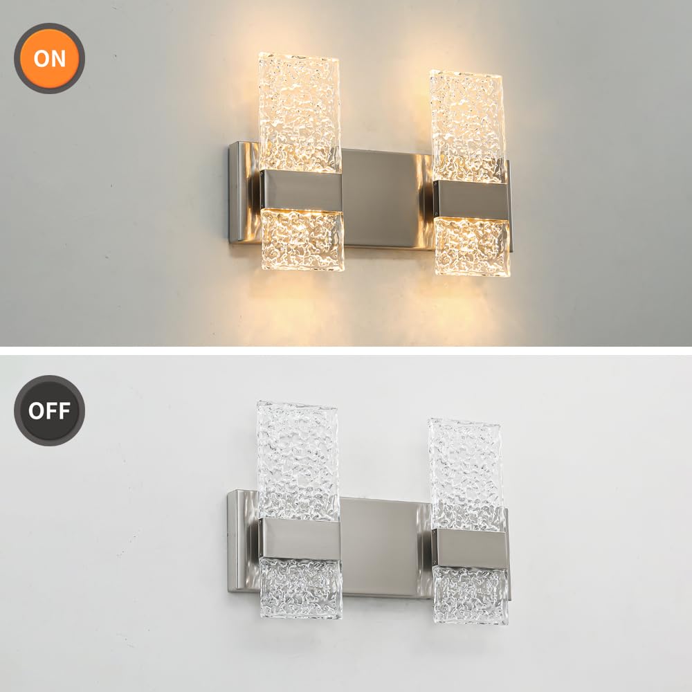 Ditoon Modern Bathroom Vanity Light, 4-Light LED, Brushed Nickel, Hardwired, Model DX23073V4-NK-M, Size: H9.25in L13.78