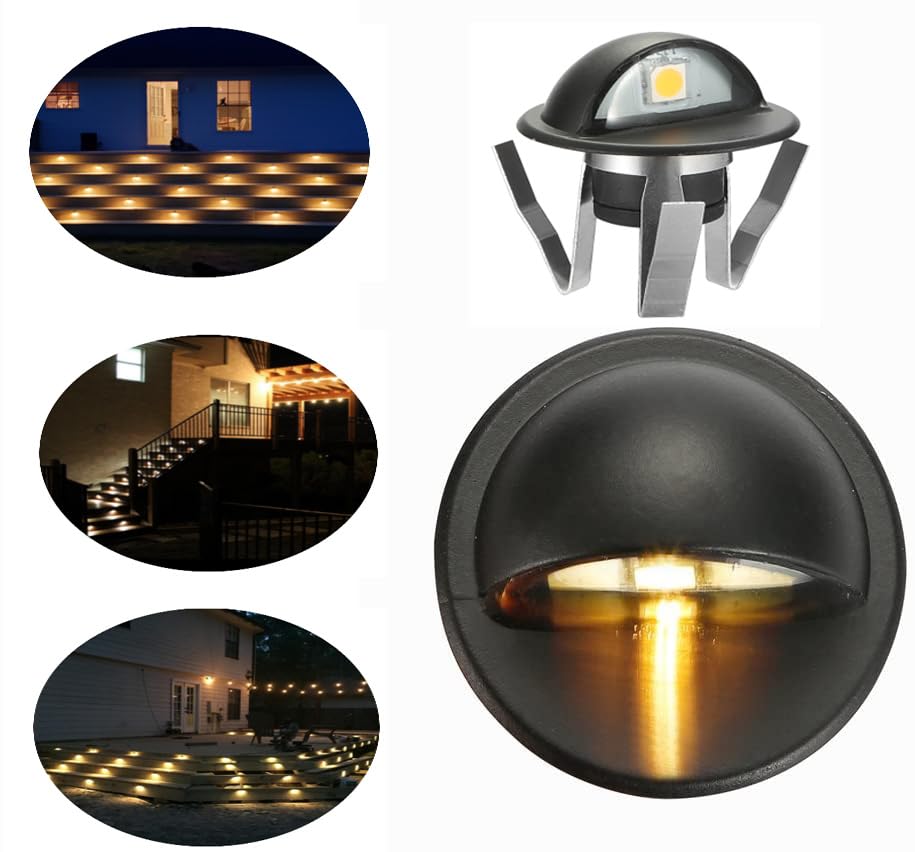 FVTLED 20pcs Warm White LED Deck Lights Kit, D35B24, Black Zinc Landscape Lighting for Outdoor Garden Pathway Decoration