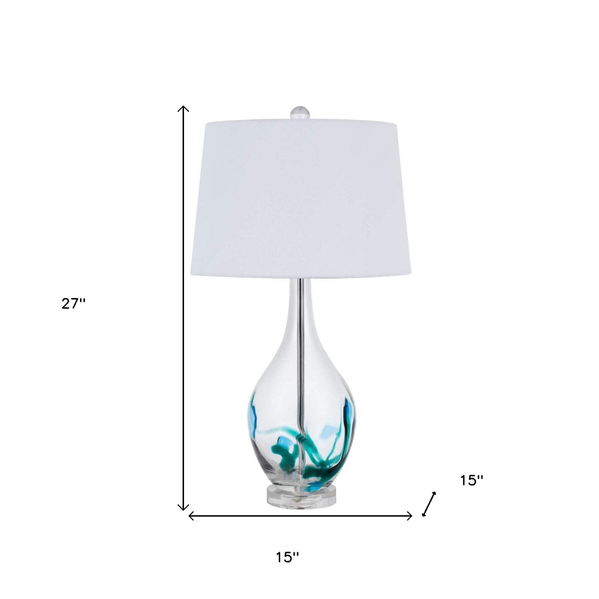 Homeroots Clear Glass Table Lamp With White Empire Shade, 27 In., Model 524783