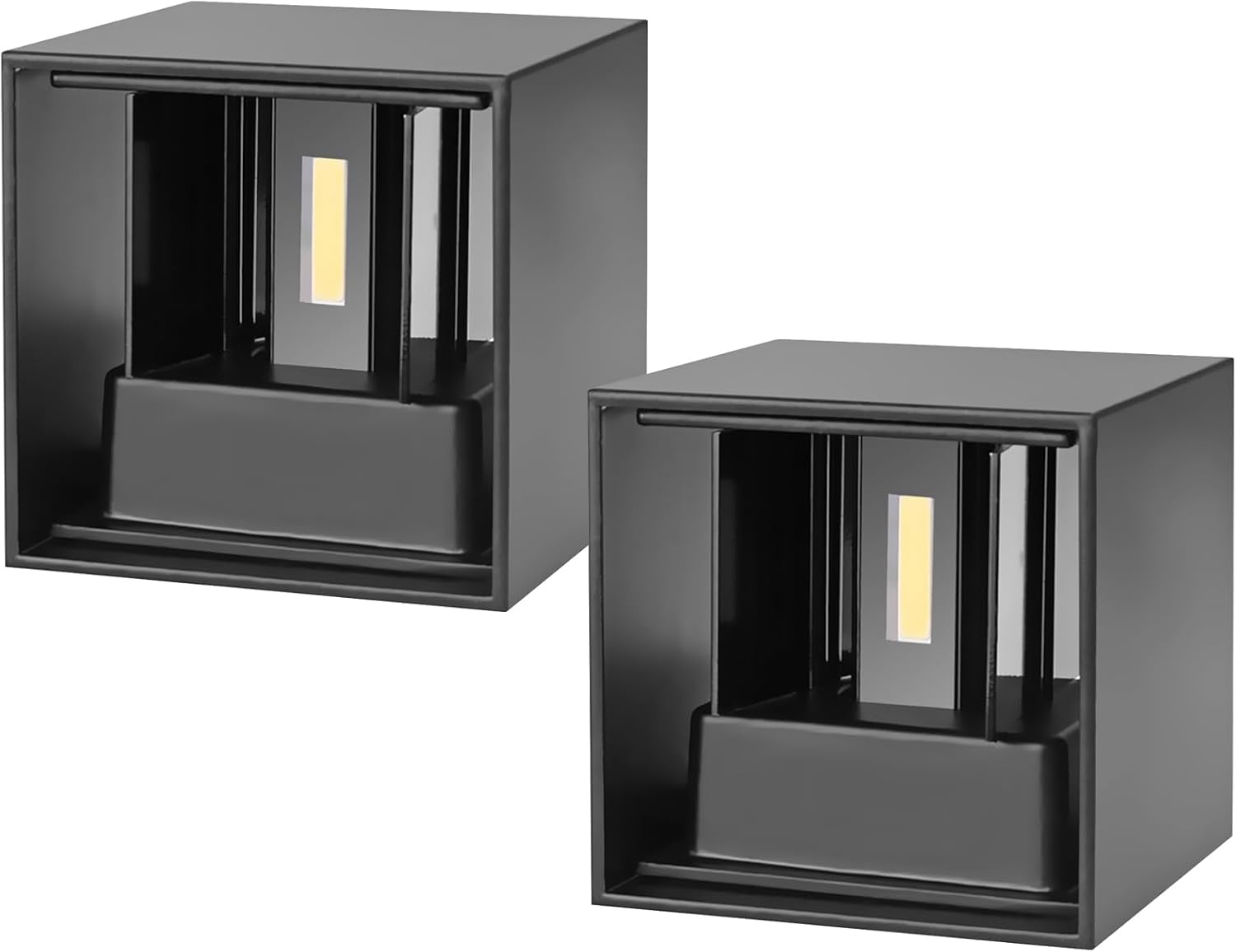 ledmo LED Wall Porch Light Up and Down Outdoor Modern Lights  20W Adjustable Wall Sconce  IP65 Aluminum Black Square Wall Pack Lighting  6500K Waterproof Exterior for Yard  House  Patio  Stair  2 Pack