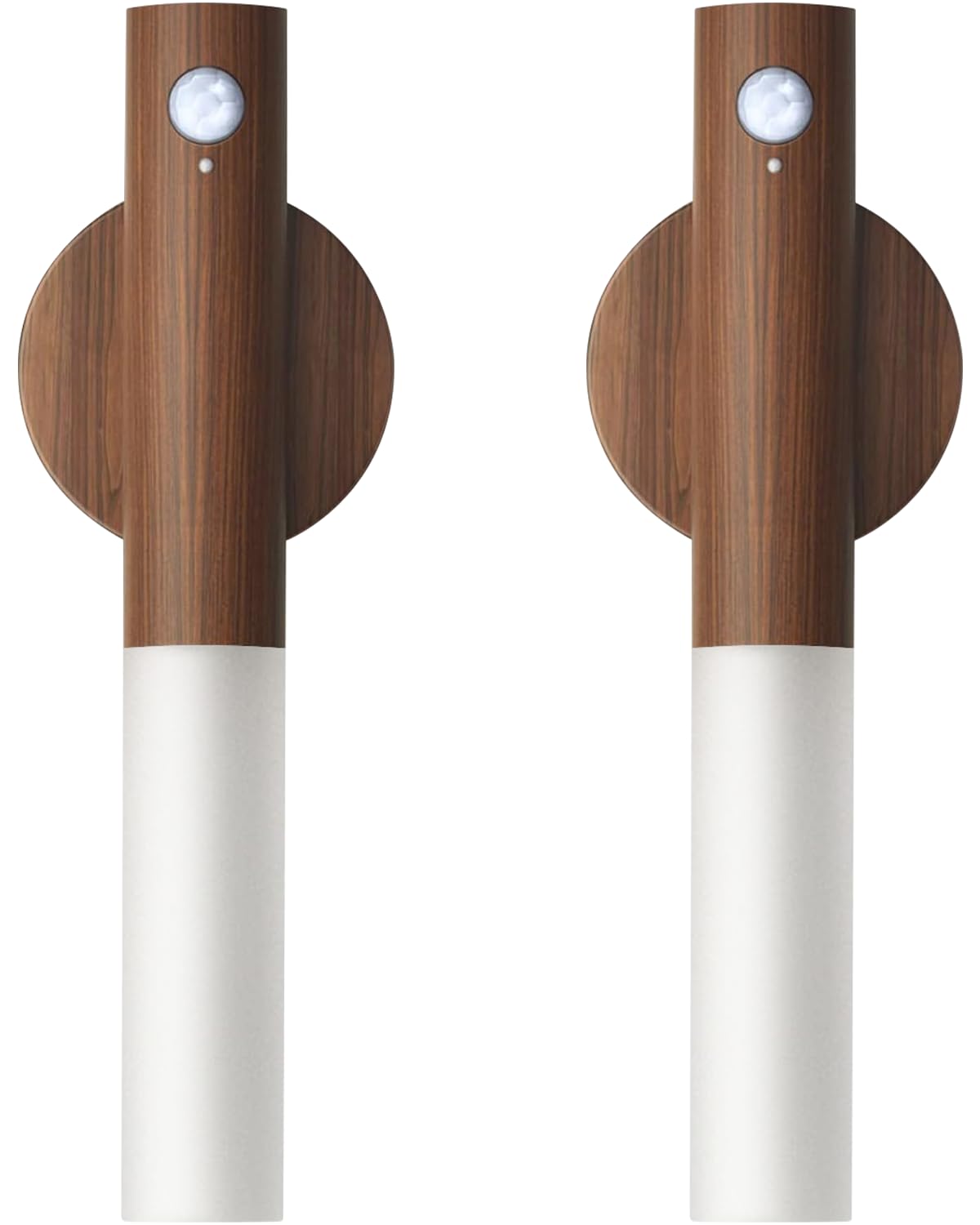 iThird Wooden Motion Sensor Lights - Rechargeable LED Wall Sconce, Wireless Battery Operated, Portable Decor, Walnut Wood, 2PCS