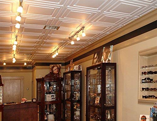 Ceilume 12 pc Stratford Ultra-Thin Drop Ceiling Tiles 2x4 for 1in T-Bar Grid, White, Model V1-STR-24WTO-12