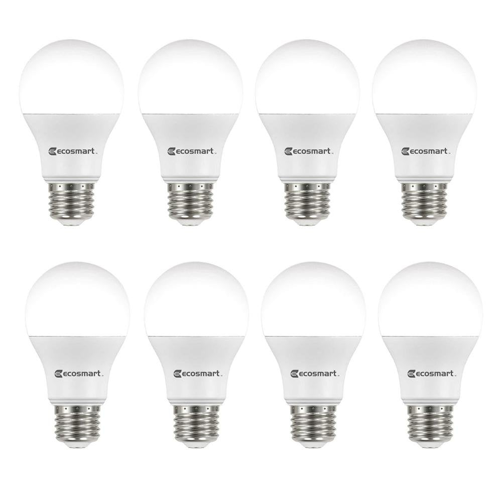 Ecosmart 8 Pack Led A19 Light Bulbs, Soft White, 60W Equivalent, Energy Efficient, Copper