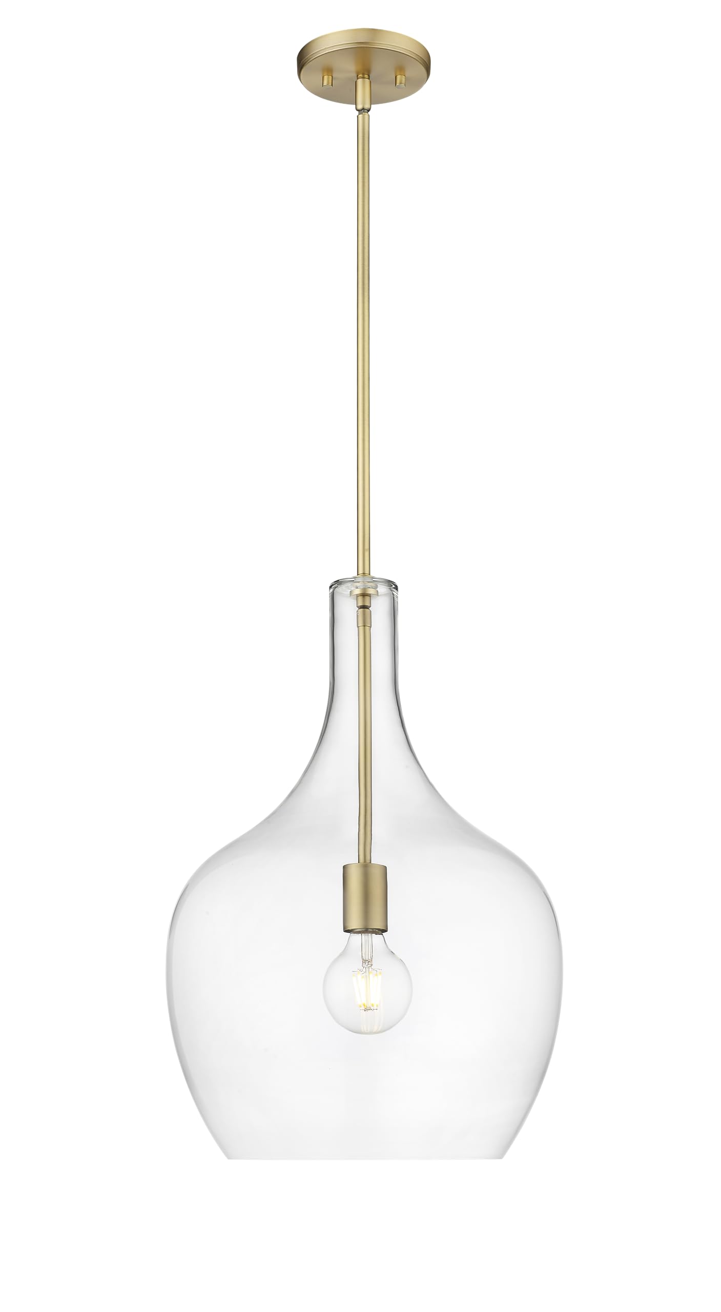 ML Lighting | Lamara Collection | 28501-VB | Indoor 1 Light Metal Pendant in Vintage Brass with Clear Glass Shade | Kitchens, Di