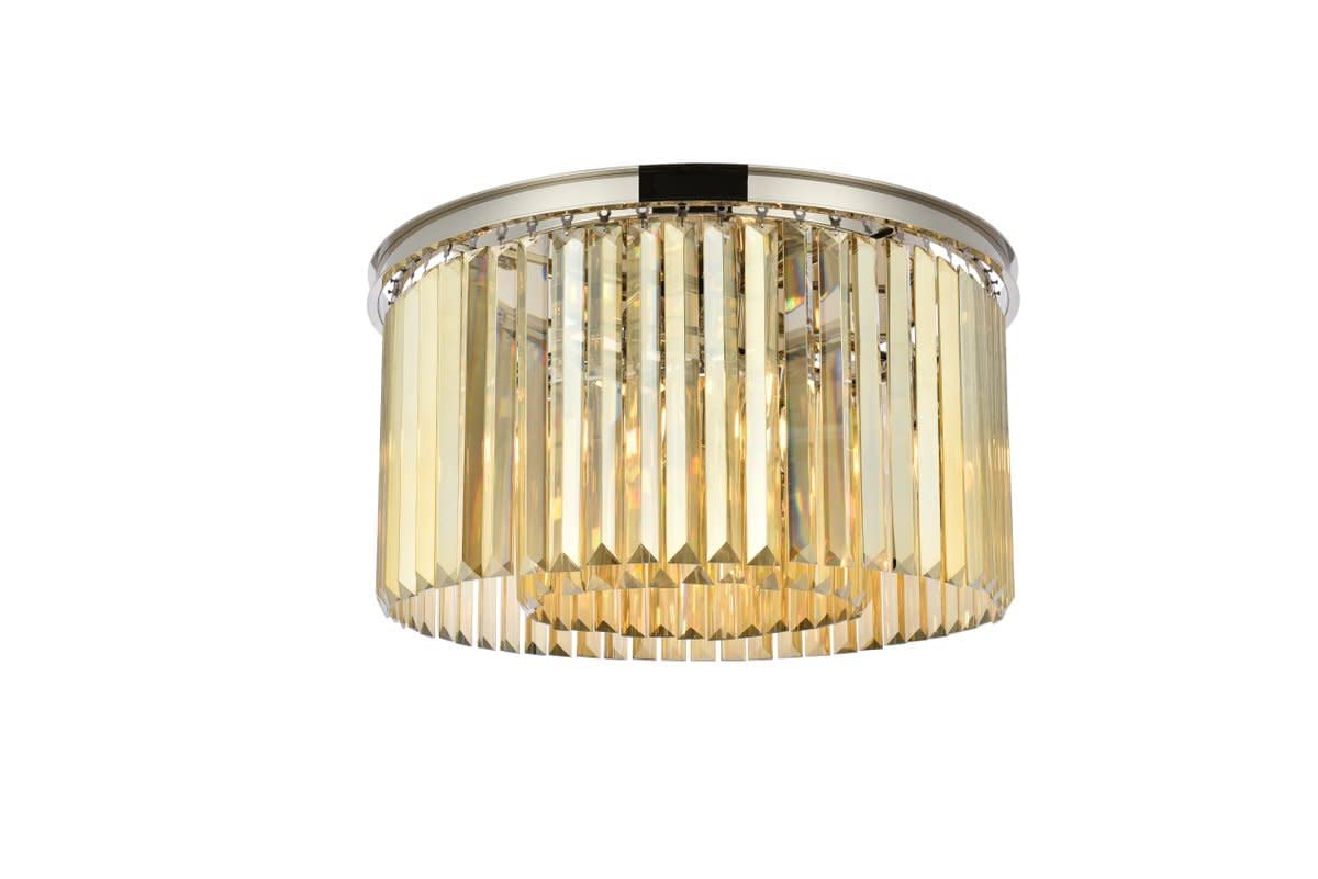 Elegant Lighting Sydney 8 Lt Polished Nickel Flush Mount Golden Teak