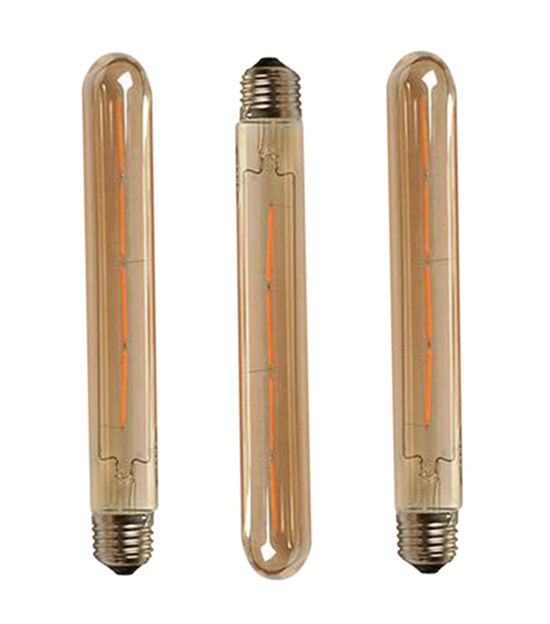 T30 Edison Led Long Bulb T30-225 4W Dimmable Vintage Light Bulb Long Tubular Vintage Led Light,E26/E27 Medium Base,Amber Glass,Warm White 2300K,4W(40W Equivalent),Dimmable,Pack Of 4