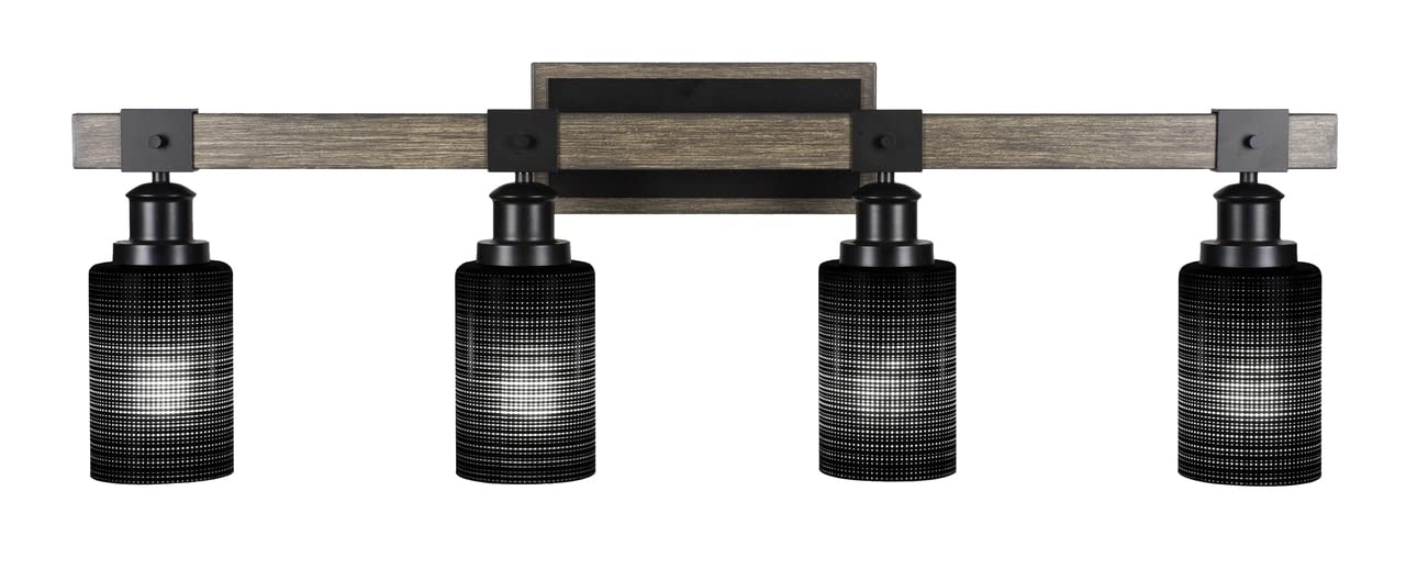 Tacoma Toltec Lighting 1844-MBDW-4069 4 Light Bath Bar-11.75 Inches Tall and Inches Wide, Finish Color: Black/Painted Wood, Glas