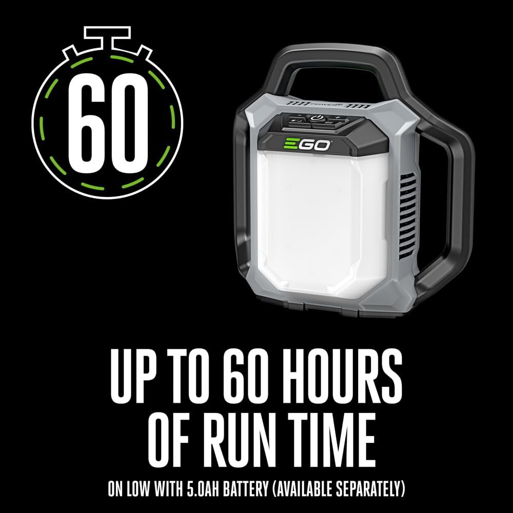 Ego Lt0300 56-Volt Lithium-Ion Cordless Compact Area Light With Handle And Usb-C Port, Adjustable Brightness, Up To 3,000 Lumens, Battery And Charger Not Included, Gray