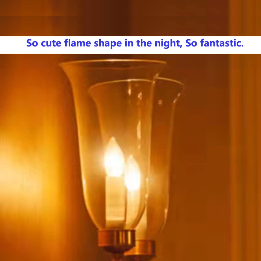 Hmyyjt Candelabra Led Light Bulb, 2W Dimmable Chandelier Bulbs, E12 Candle Flame Tip Decorative Fancy Bulb For Pendant Wall Scon