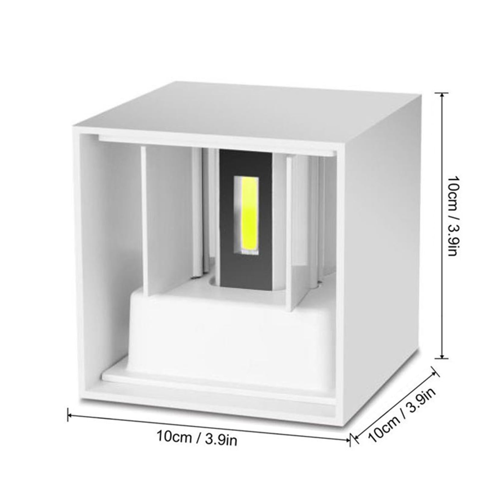 Mille Lucciole 12W Outdoor Sconces Wall Lights, IP65 Waterproof, Square Aluminum, 2 Pack, White 6500K Cold Light, Model ML-HWBD-12