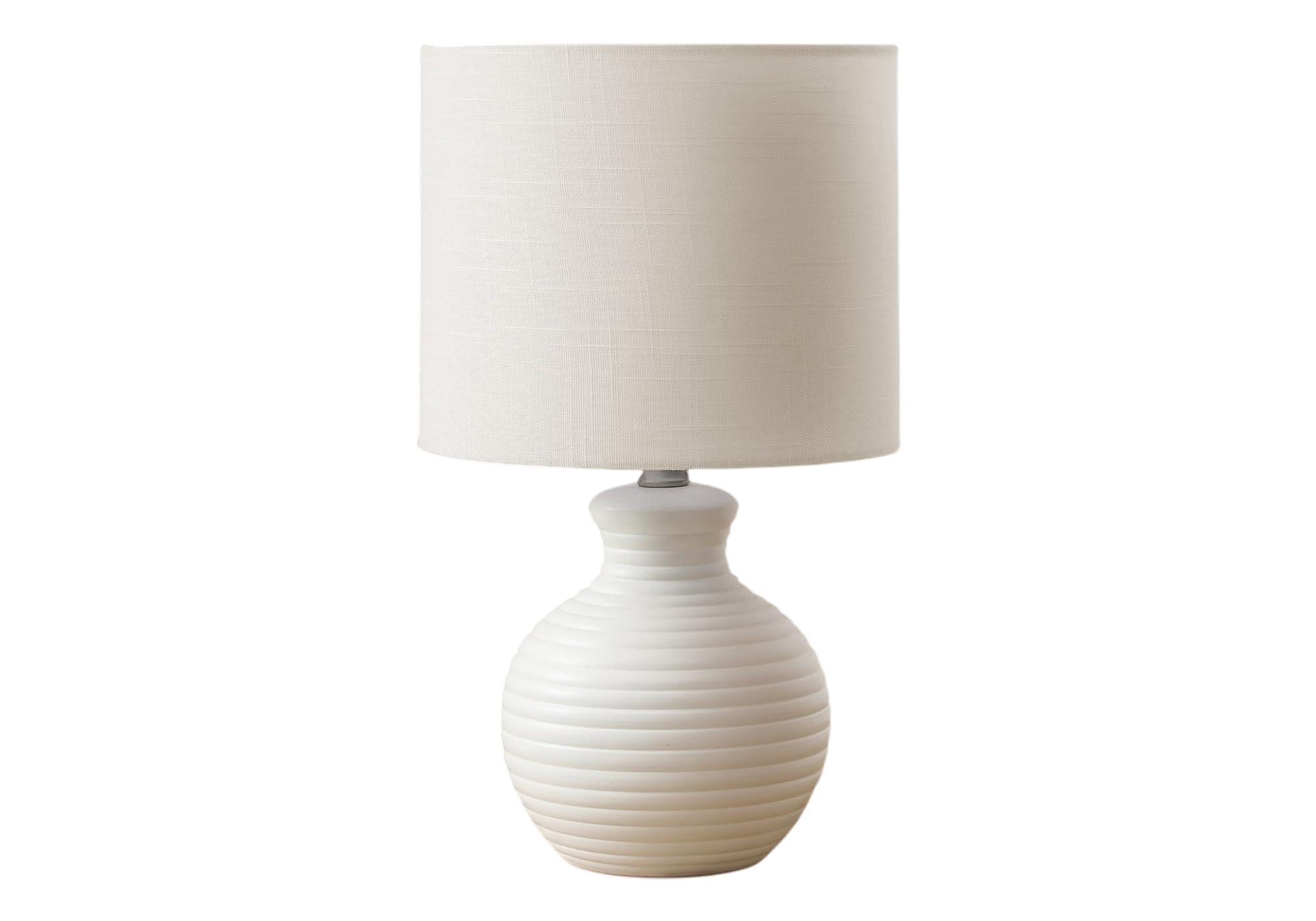 Monarch Specialties Table Lamp I 9777, 16in H, White Resin, Ivory/Cream Shade, Contemporary Design