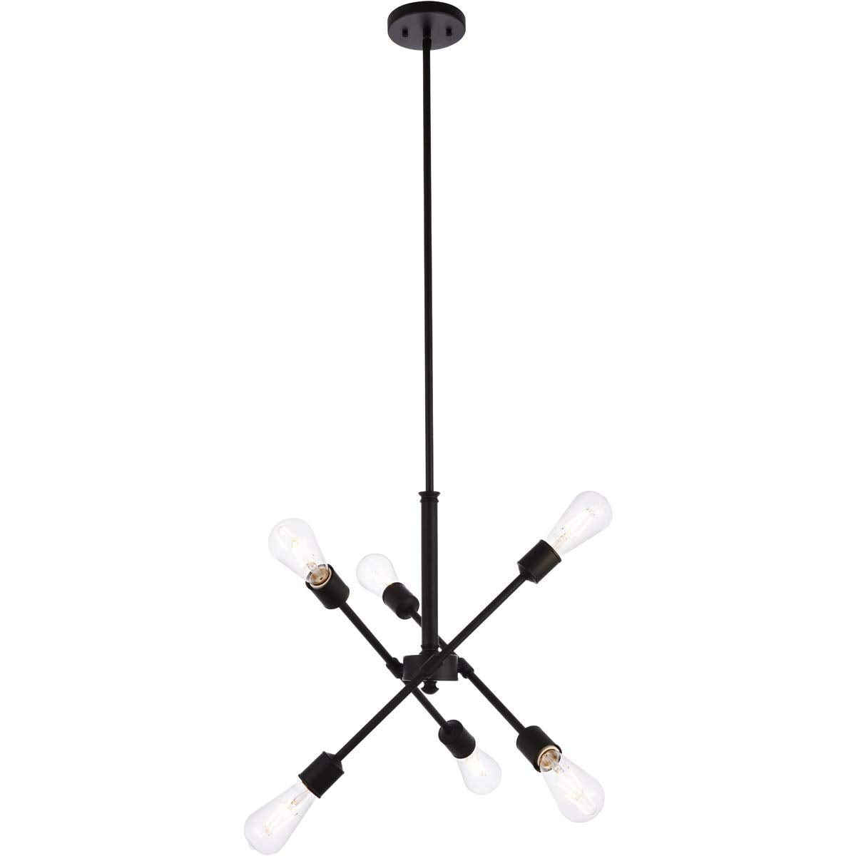 Living District Axel 6-Light Mid-Century Metal Pendant in Black Finish