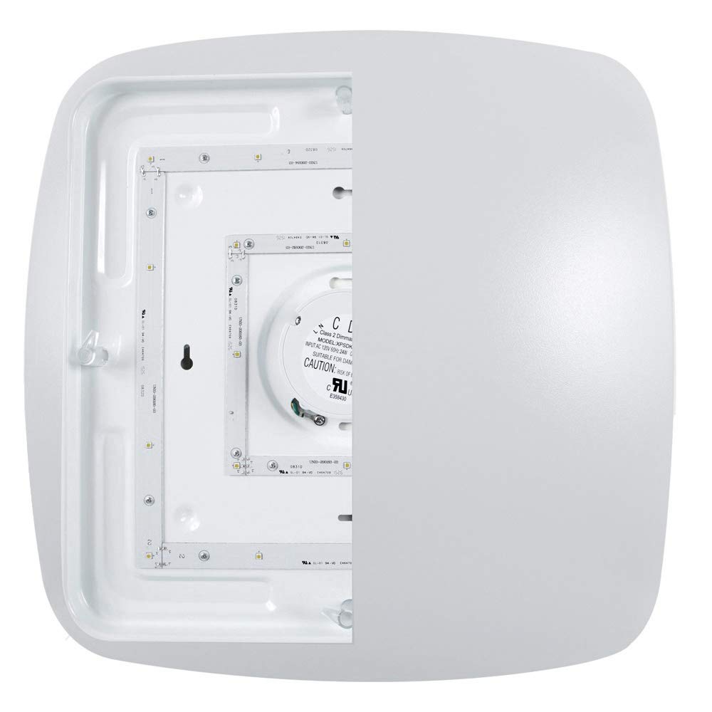 Designers Fountain Envirolite Flush Mount Ceiling Light, 14 Inch Led Square Glass Lighting Fixture For Kitchen, Bedroom, Bathroo