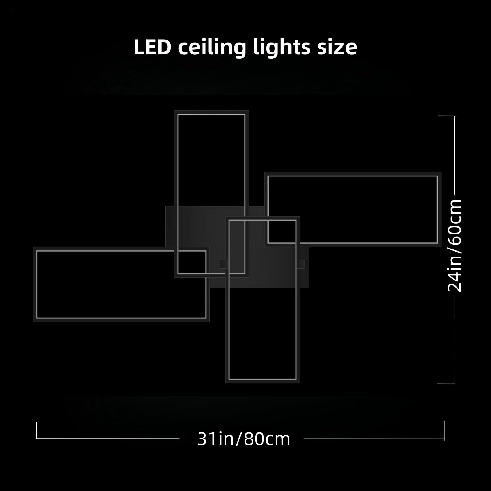 Fbfc 31'' Modern Led Ceiling Light Fixture 65W Dimmable With Remote Control Ceiling Lighting, Black Flush Mount Chandelier Ceili