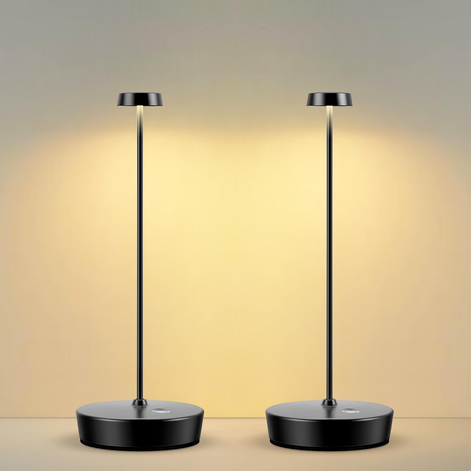 Sikevht 2Pack Black Cordless Led Table Lamps, Rechargeable, Dimmable, Portable For Indoor/Outdoor