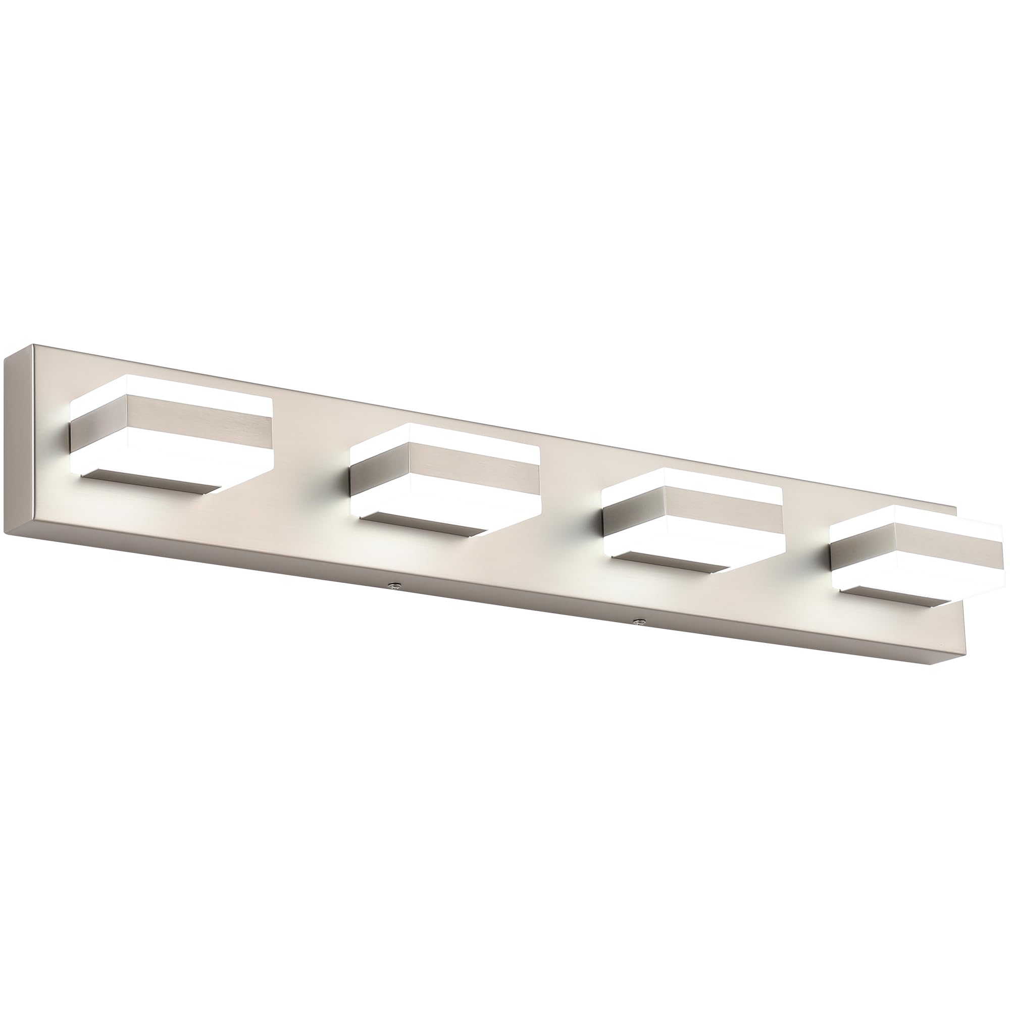 SOLFART Bathroom Vanity Lights Brushed Nickel 4-Light LED Fixture 29.5 inch Model S8568-4T-6000K-Nickel