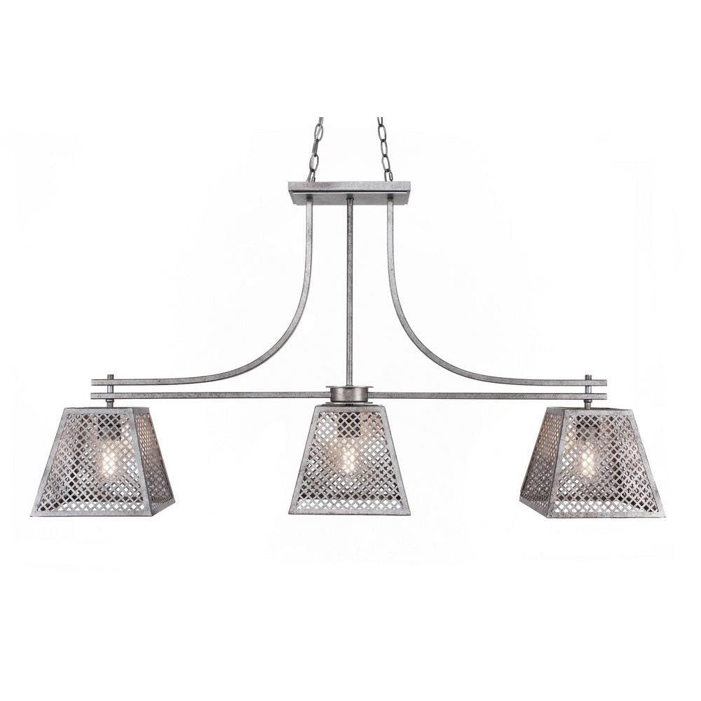 Toltec Lighting Corbello 3 Light Island In Aged Silver (1453-As-Led18C)