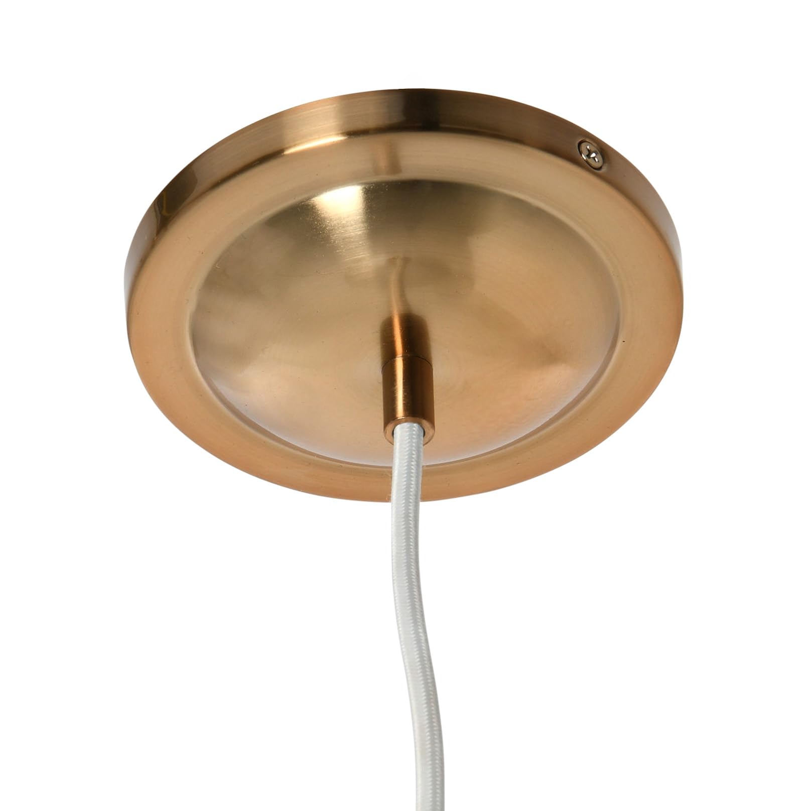 Robert Stevenson Lighting Presley - Caged Trumpet Metal Ceiling Light, Brushed Brass And White