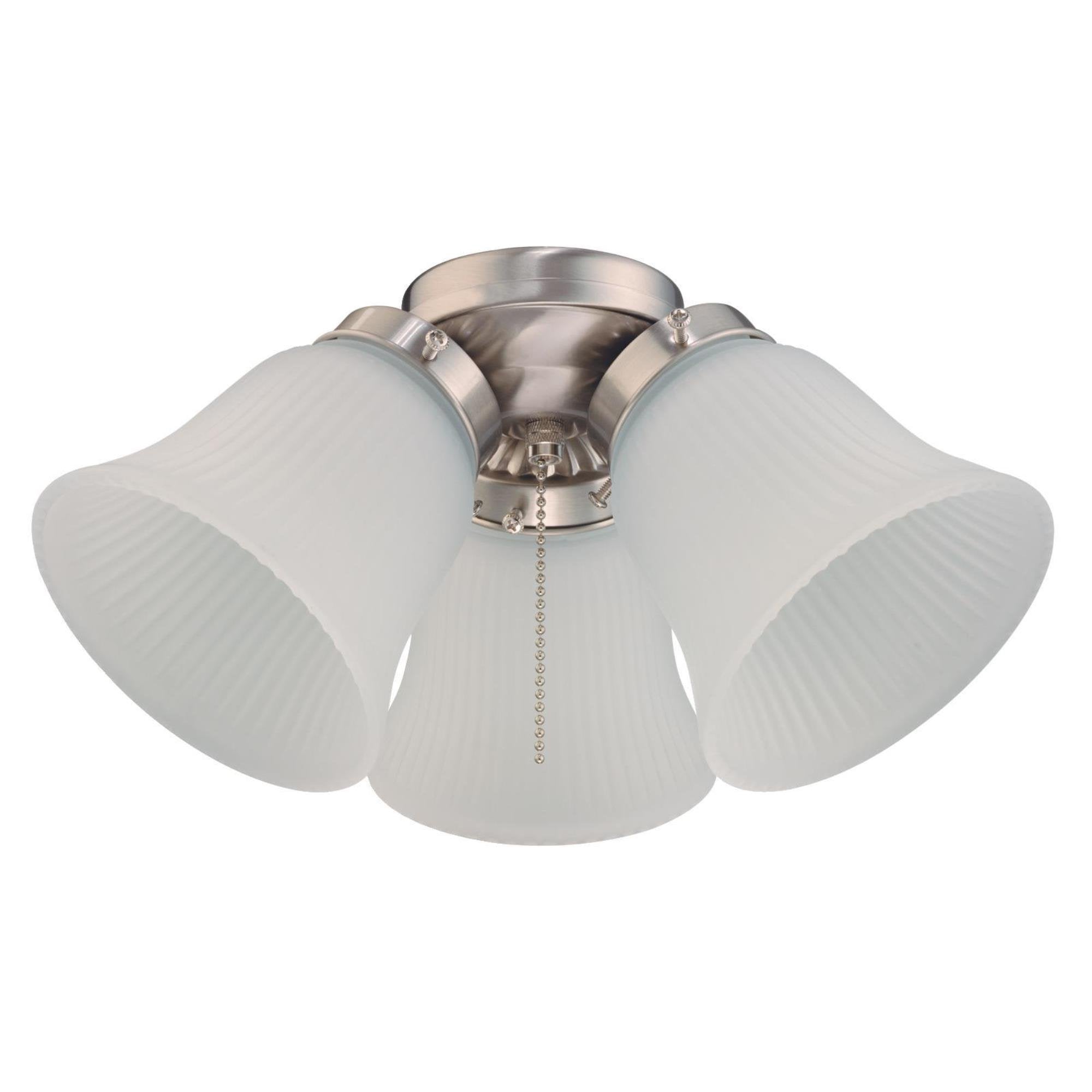 Westinghouse Three LED Cluster Ceiling Fan Light Kit, Brushed Nickel, Frosted Ribbed Glass, Model 7784900, White