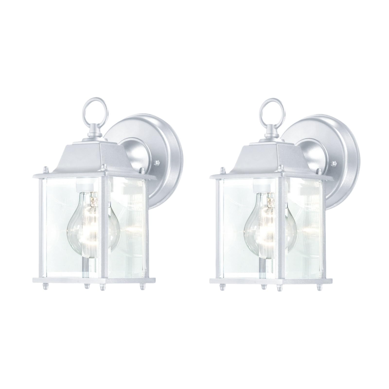 WISBEAM 2 Packs White Outdoor Wall Lantern, Black Exterior Waterproof Wall Sconce for House, Aluminum Housing Plus Glass, Wet Lo