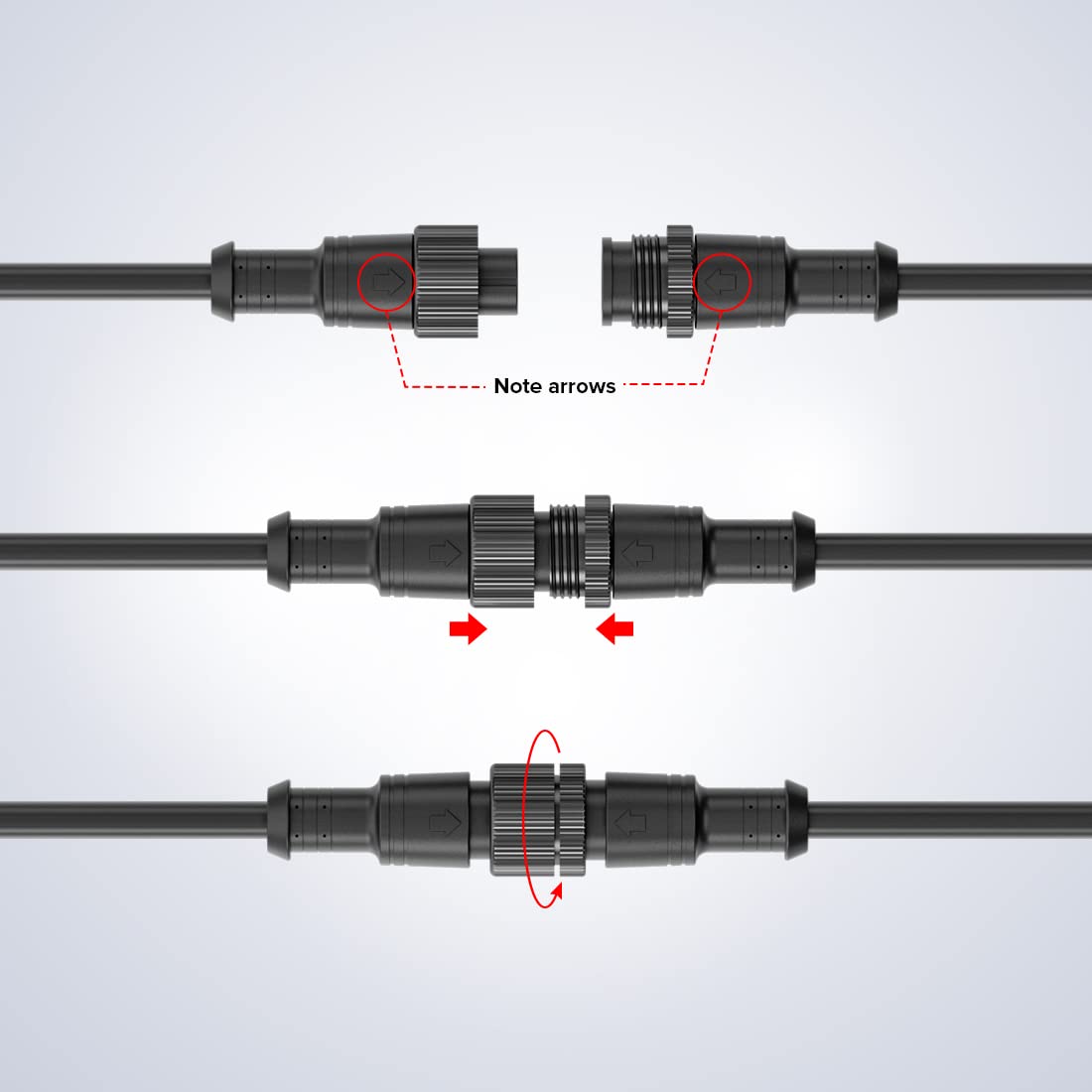 Btf-Lighting 3.28Ft 3 Pin 0.75Mm/18Awg Ip67 Extension Cable Wire With Male And Female Connectors For Ws2811 Ws2812B Sk6812 Etc Led Strip 15Mm Metal Nut Big Size Home Lighting Connector