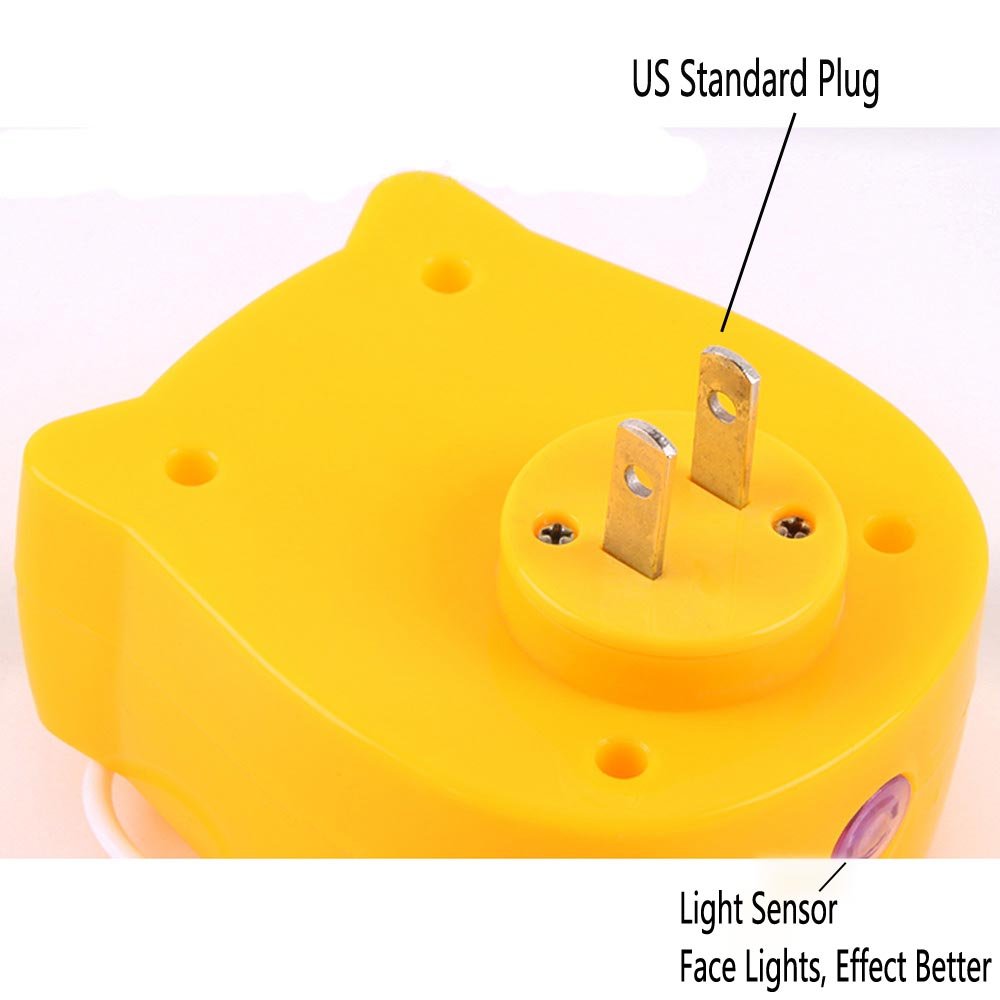 2 Pcs Owl Led Plug In Night Light For Kids- Wall Lamp Take Good Care Children Sleep Light Sensor Auto Controlled Nightlights For Baby Nursing (Yellow+Green)