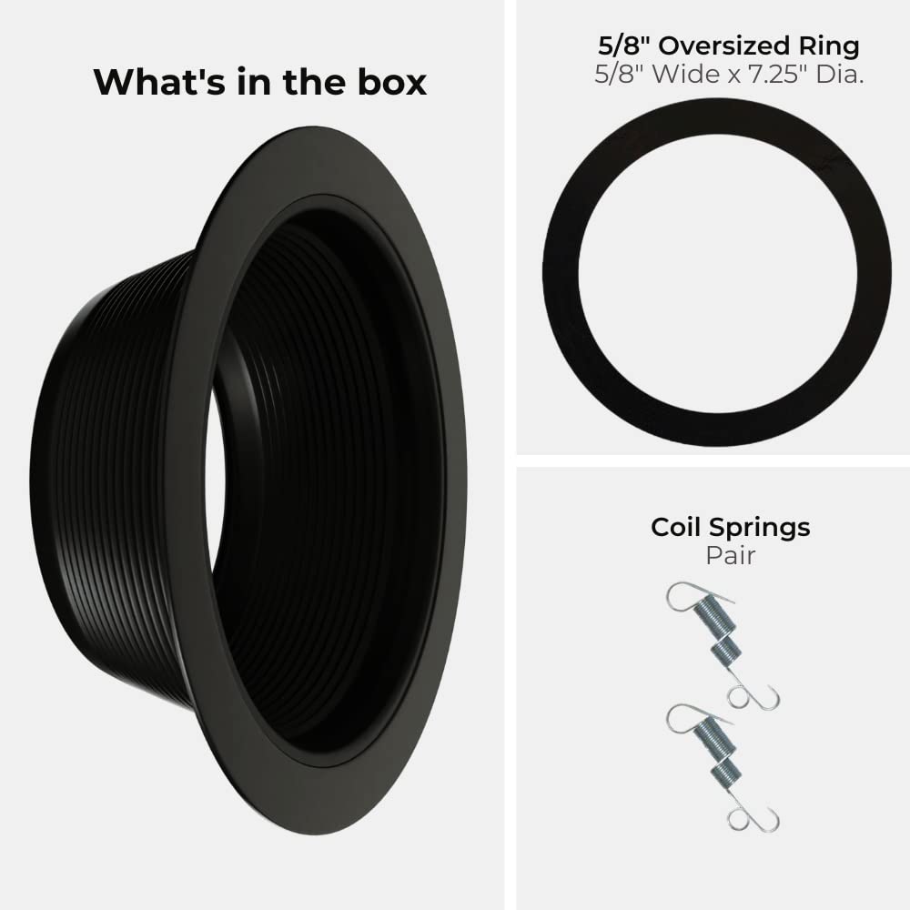 6&quot; Inch Stepped Baffle Trim With 7.25 Inch Goof Plastic Ring, Use With Par 30 Par 38 R30 R40 Br30 Br40 Bulbs, Replace Halo And Juno Light Covers, Black, 6 Pack
