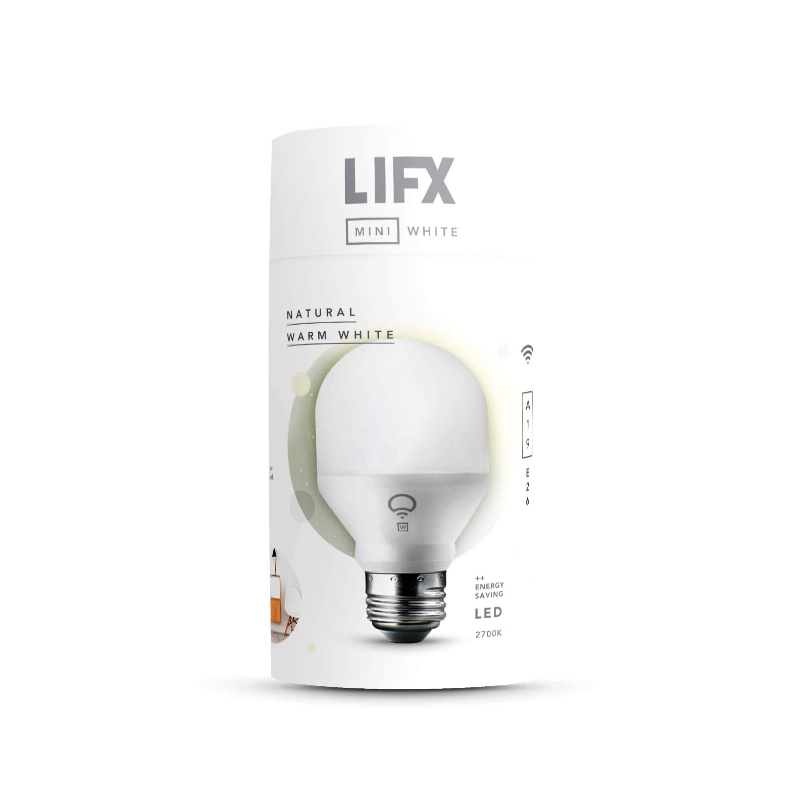 LIFX Mini White (A19) Wi-Fi Smart LED Light Bulb, Dimmable, Warm White, No Hub Required, Works with Alexa, Apple HomeKit and the